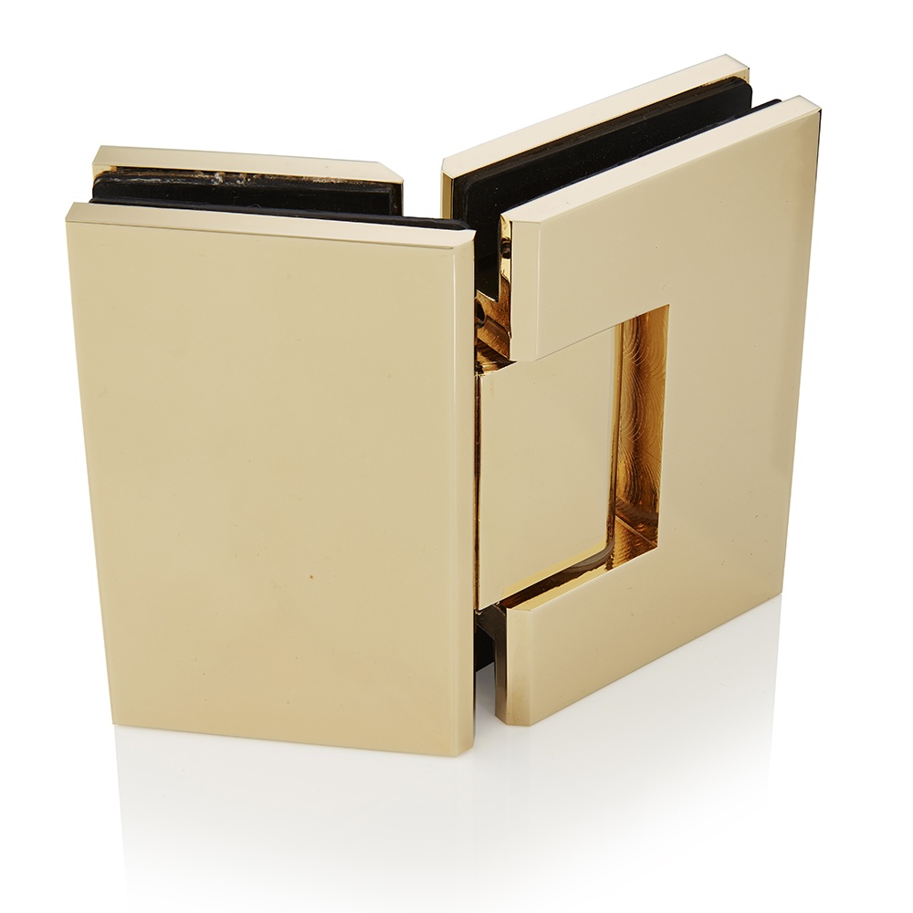 135 Degree Glass to Glass Hinge Polished Gold Frameless Shower Hinges