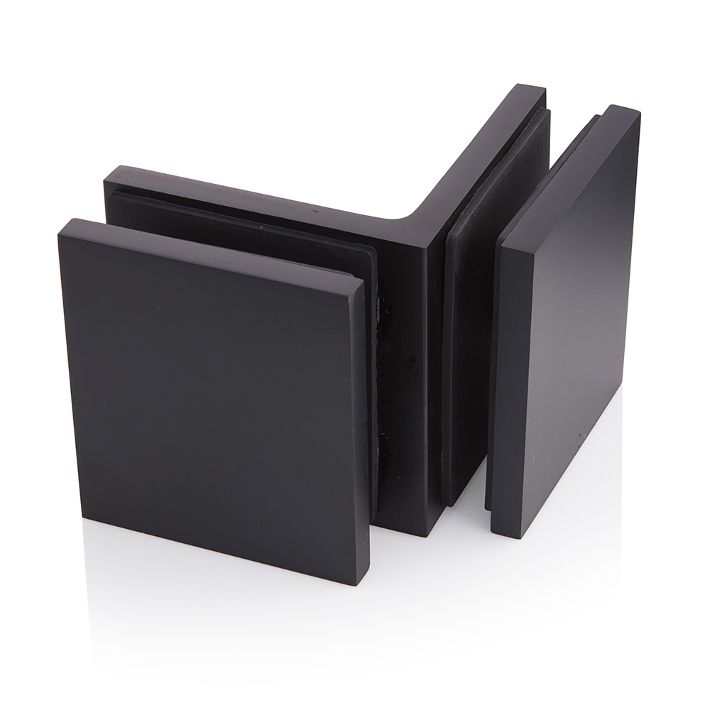 90 Degree Glass to Glass Bracket Matt Black Frameless Shower Hinges