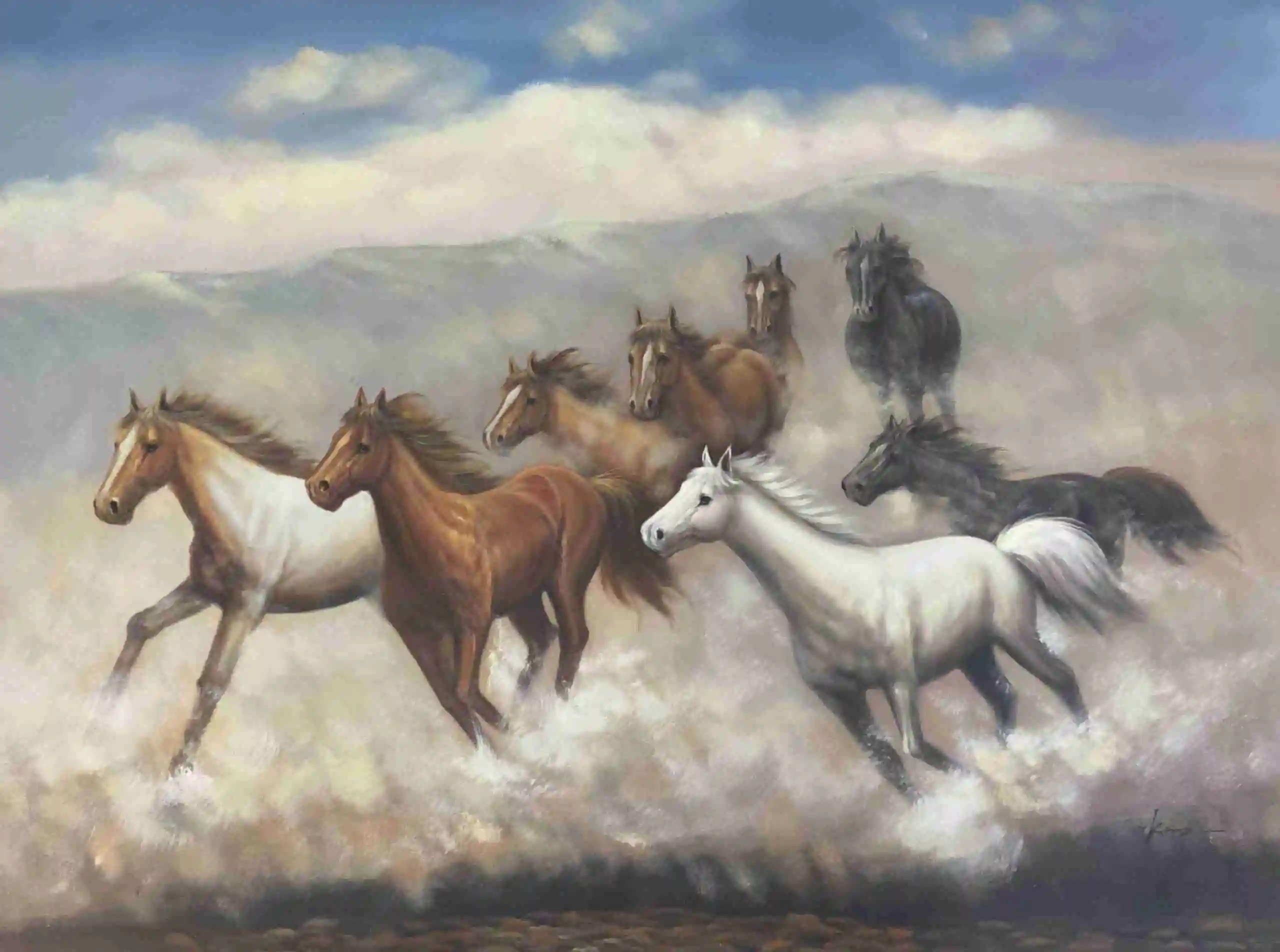 Horse Oil Painting Li Jeong Original Oil Painting