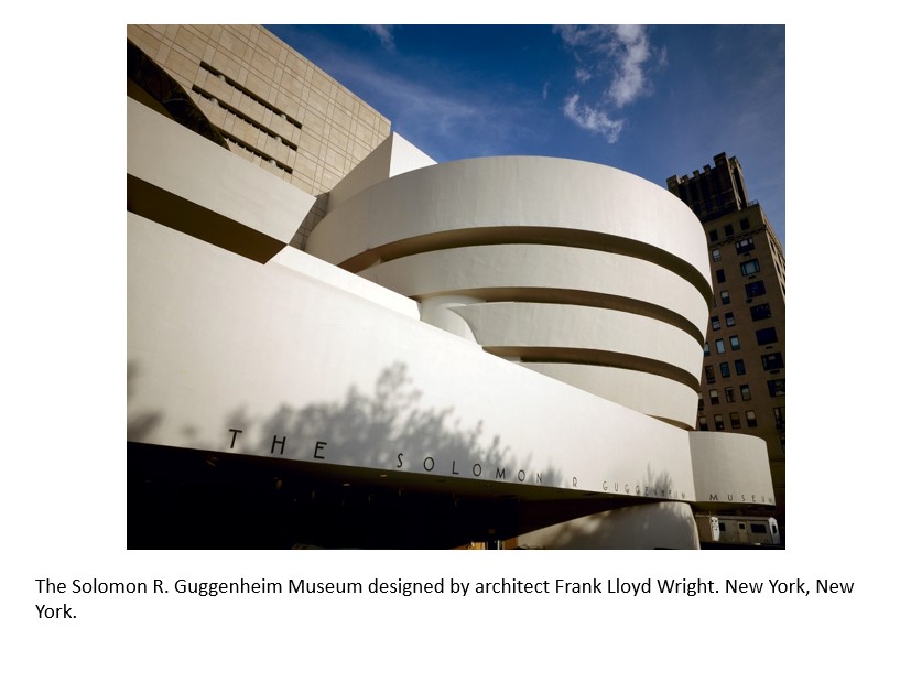 The Solomon R. Guggenheim Museum designed by architect Frank Lloyd