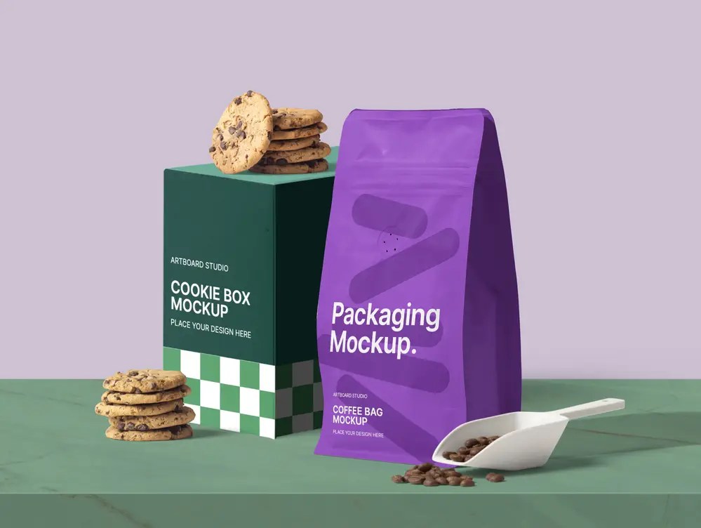Artboard Studio Templates — Packaging Mockup For Coffee And Cookies