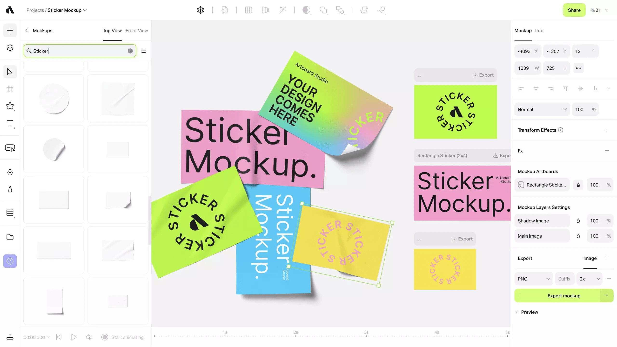Artboard Studio — Online Free Sticker Mockup Templates