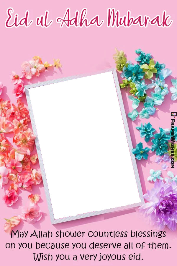 Eid Ul Adha Floral Photo Frame Greeting Card With Name