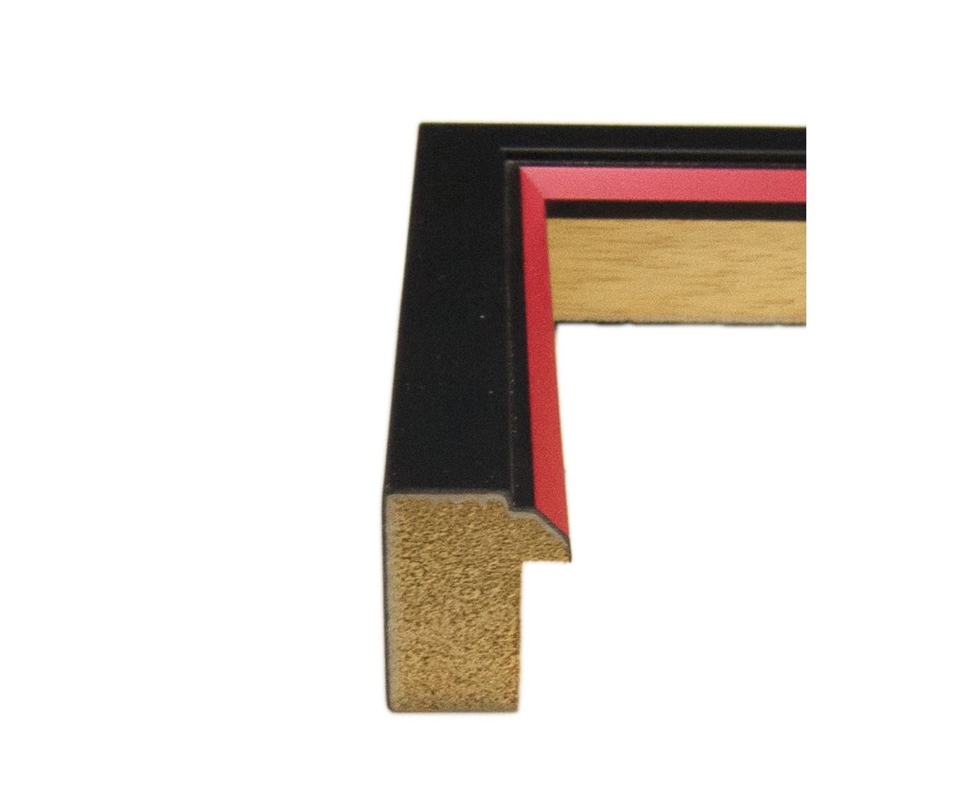 7/8 inch Wide Black with Red Bevel Lip Picture Frame Moulding in