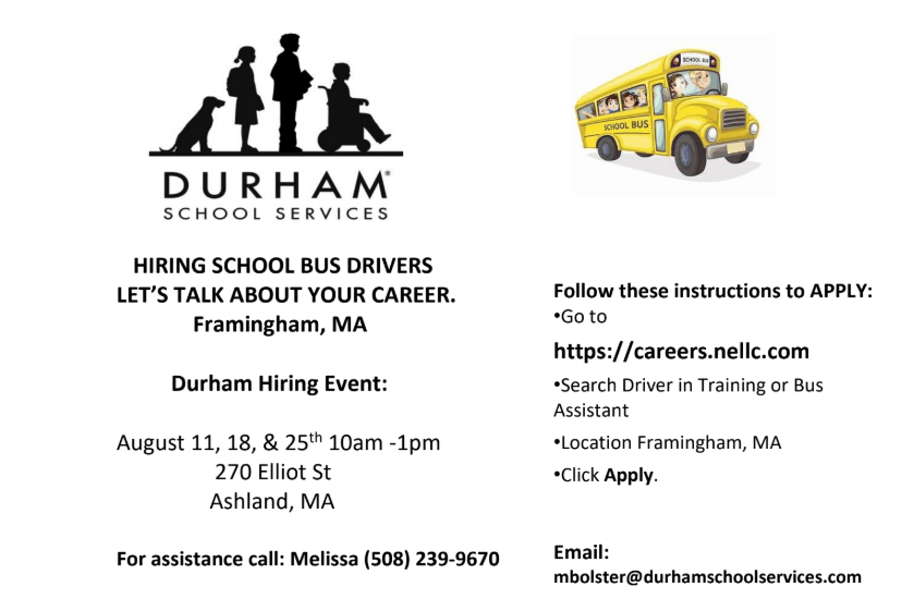 Durham Hiring Bus Drivers For Framingham Framingham Source