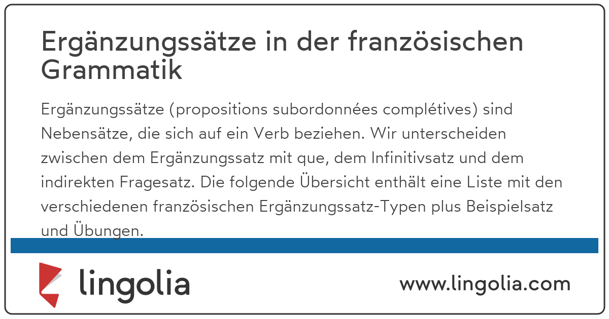 Ergänzungssätze in der französischen Grammatik