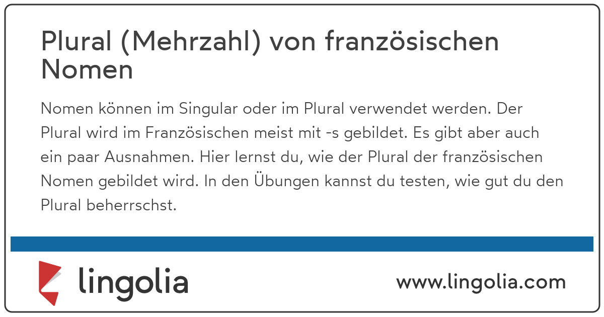 Plural (Mehrzahl) von französischen Nomen
