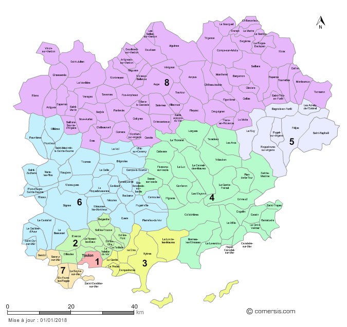 Pain Points Carte des anciens cantons du Var