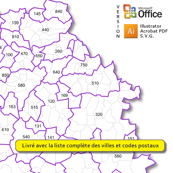Carte des codes postaux du CentreVal de Loire