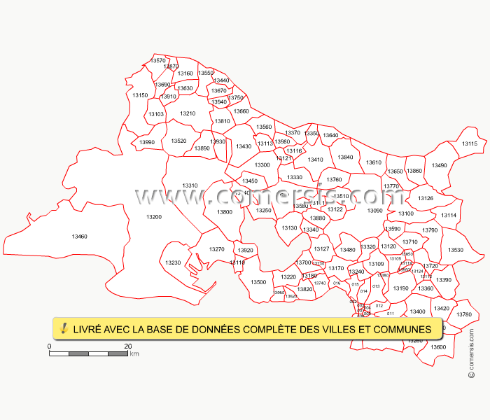 Carte des codes postaux des BouchesduRhône