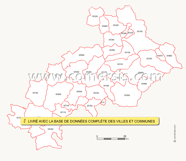 Carte des codes postaux des HautesAlpes