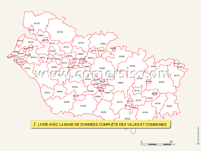 Carte Excel macro des codes postaux de la Somme
