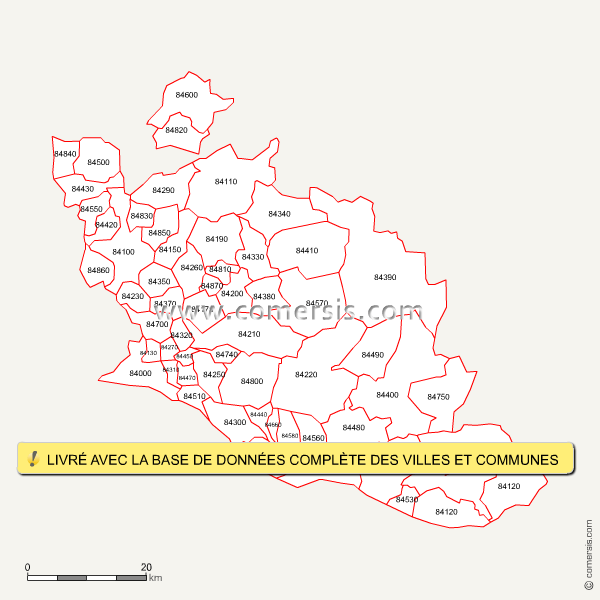 Carte des codes postaux du Vaucluse