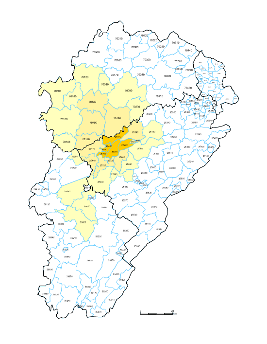 Carte des codes postaux de