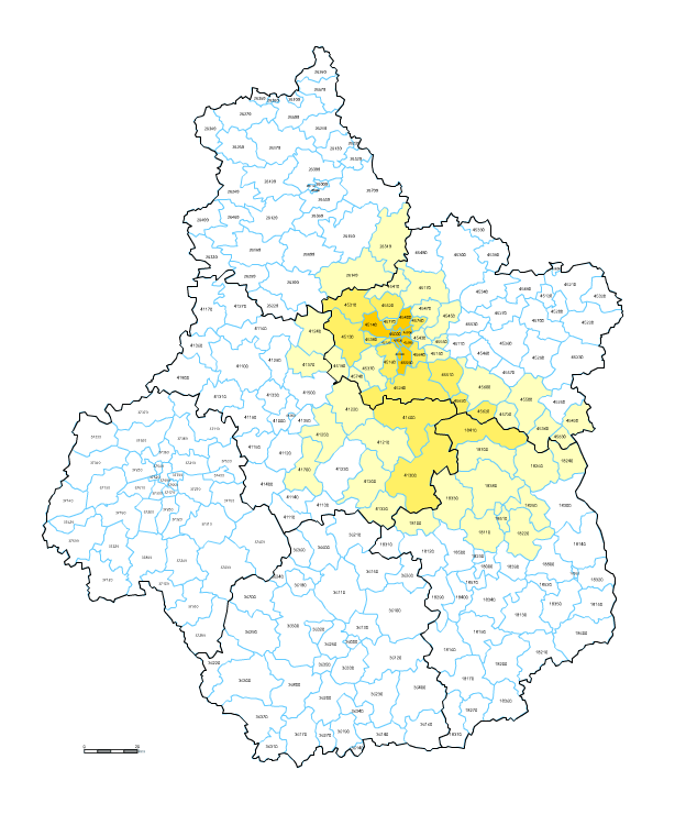 Carte Des Codes Postaux Toulouse Carte des codes postaux du Centre