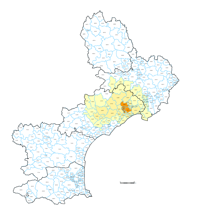 Carte des codes postaux du LanguedocRoussillon