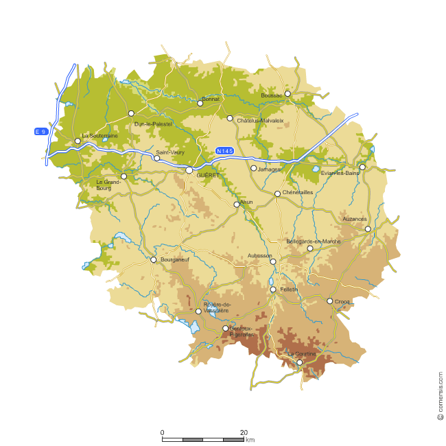 Pain Points Carte du relief de la Creuse