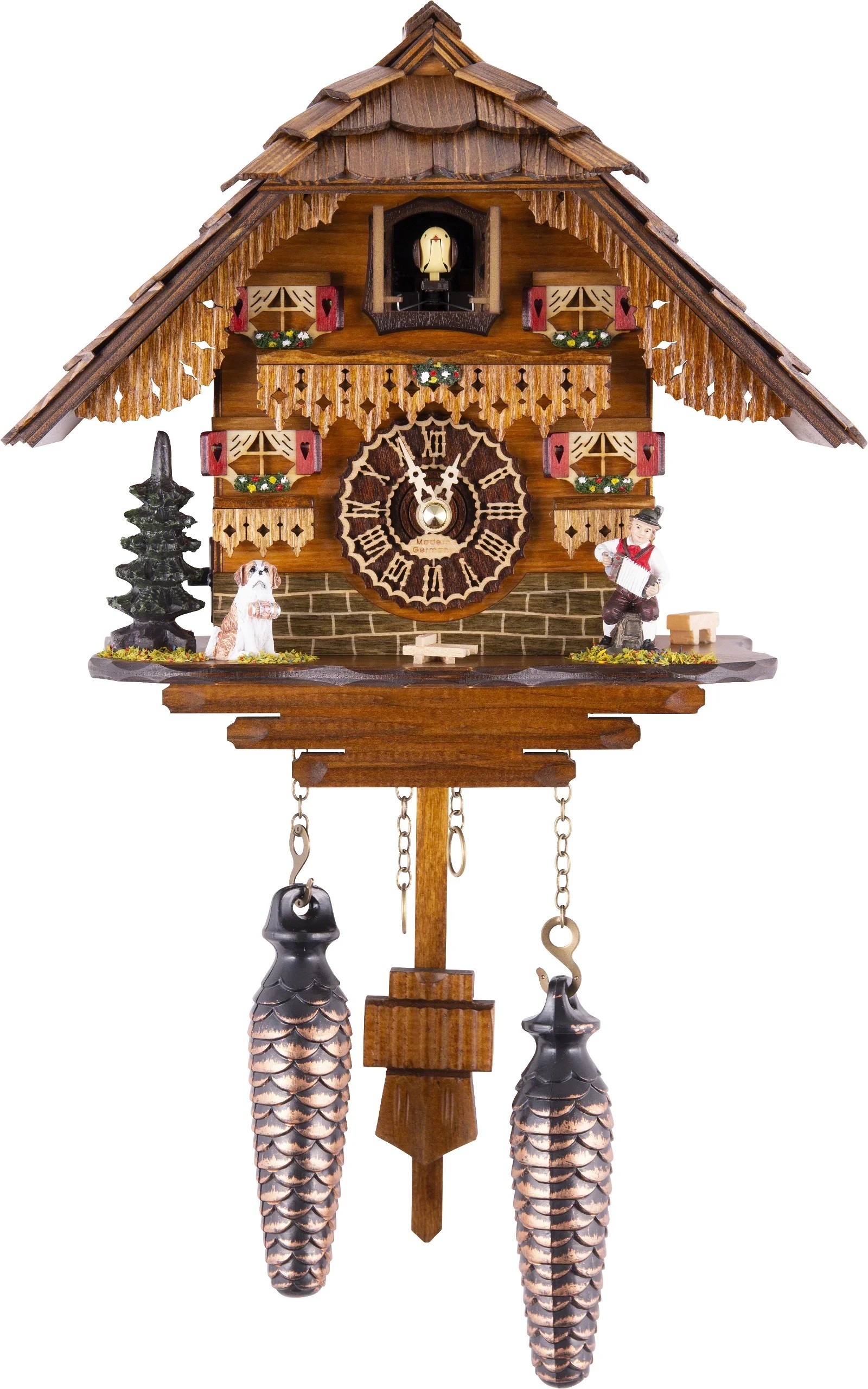 KU459QM Quartz Musical Cuckoo Clock with Dog & Musician Frankenmuth