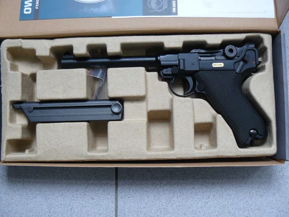 Pistol Airsoft P08 Luger WE Green Gas Full Metal BlowBack Nou Arad • OLX.ro