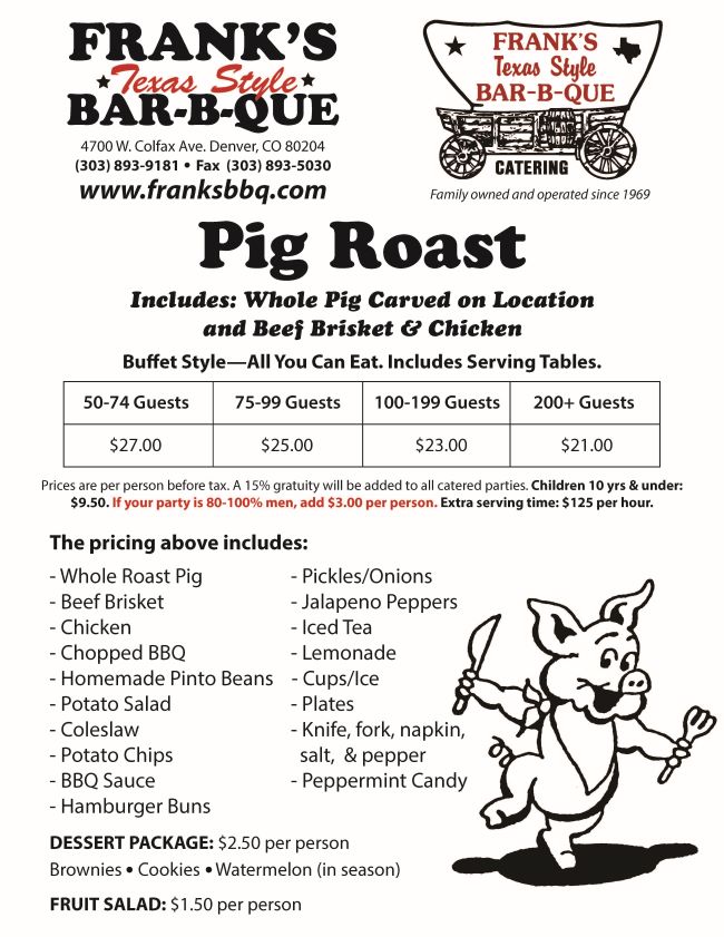 Pig Roasts Frank's BarBQue Catering