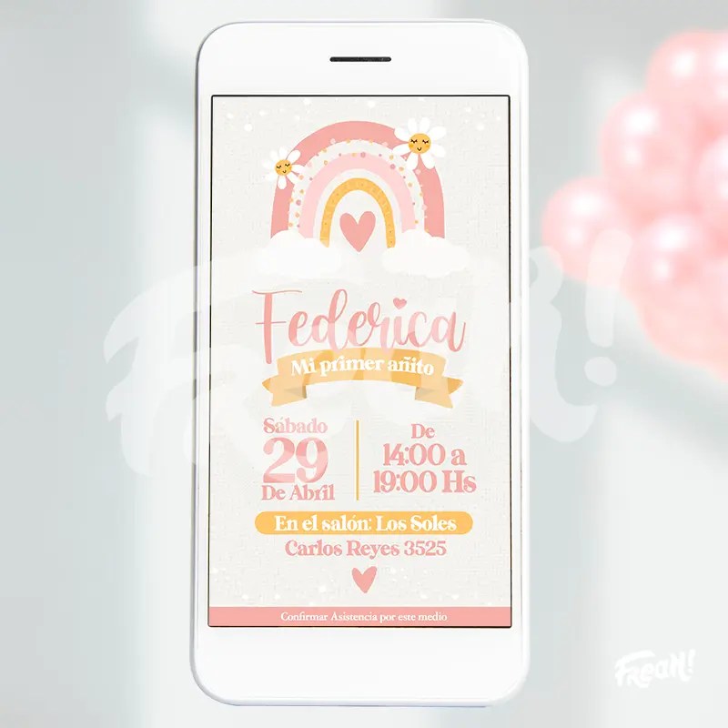 Arcoíris Boho y Margaritas Freak! Invitaciones Digitales