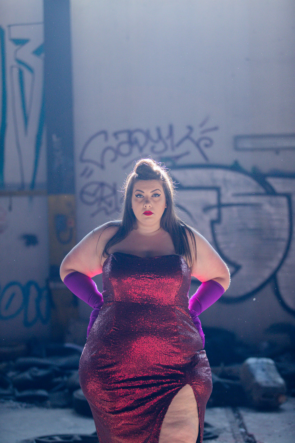 Jessica Rabbit red sequin dress plus size Virginie Grossat