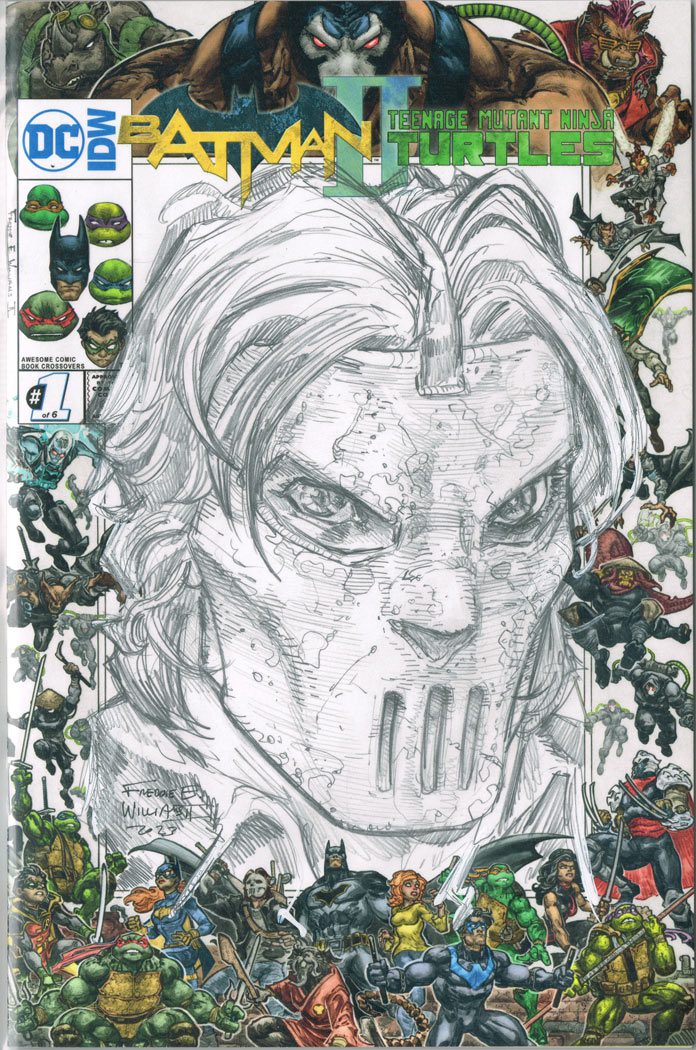 Casey Jones Pencil Head Sketch on my Limited Ed. Batman/TMNTv2 Blank