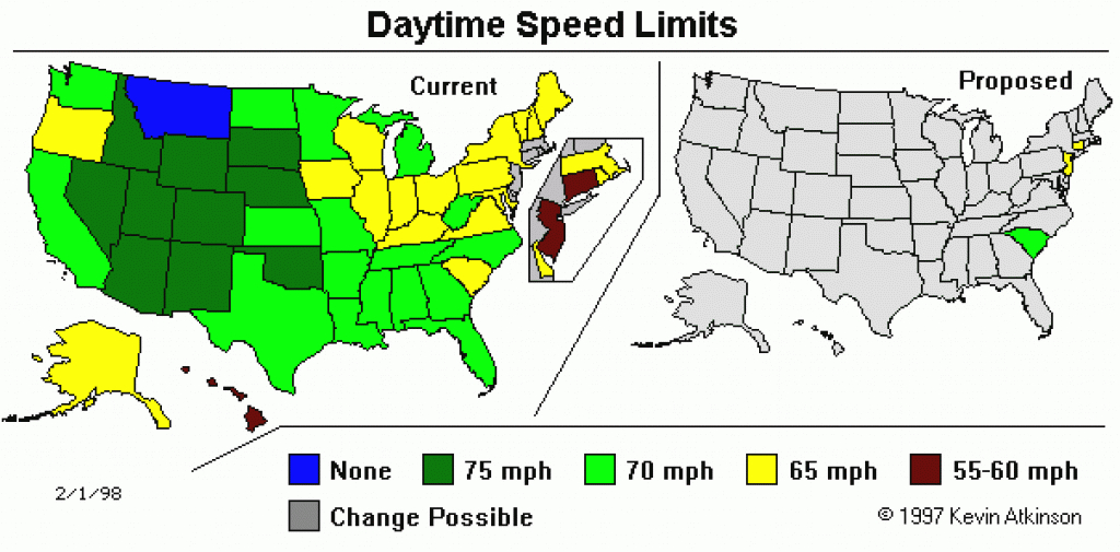 Interstate Speed Limits By State Map Printable Map