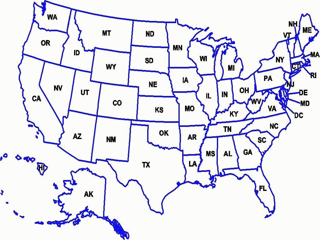 Us Map With State Abbreviations - Printable Map