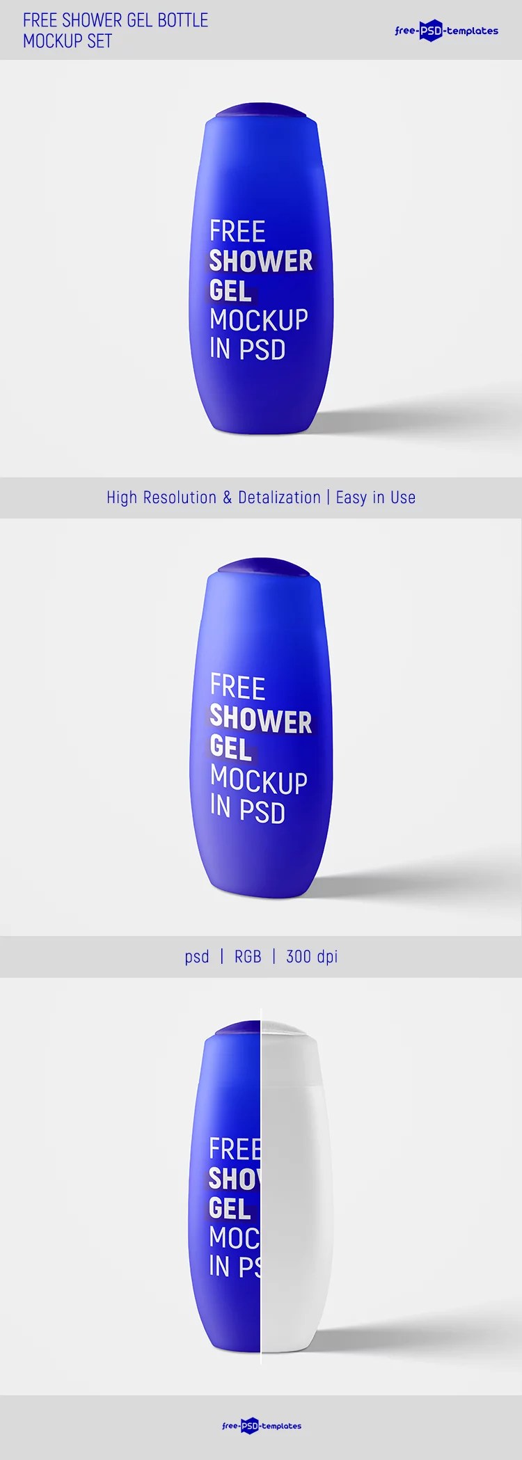 Free Shower Gel Bottle Mockup Set Free PSD Templates