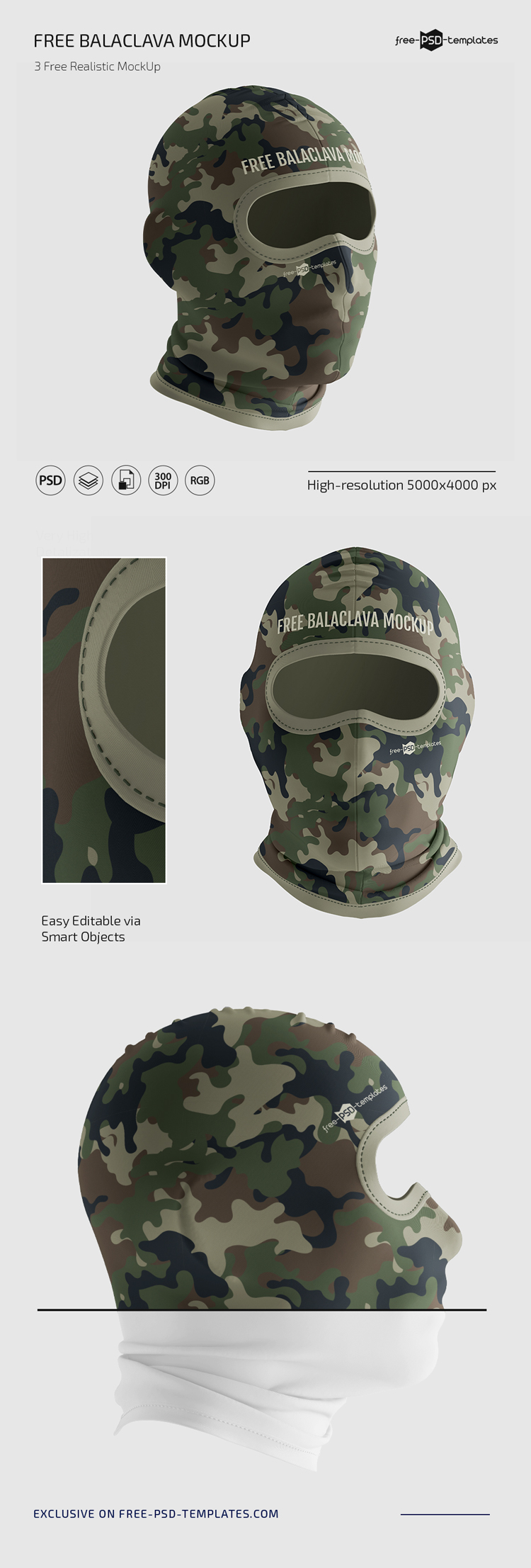 Free Balaclava Mockup Set Free PSD Templates