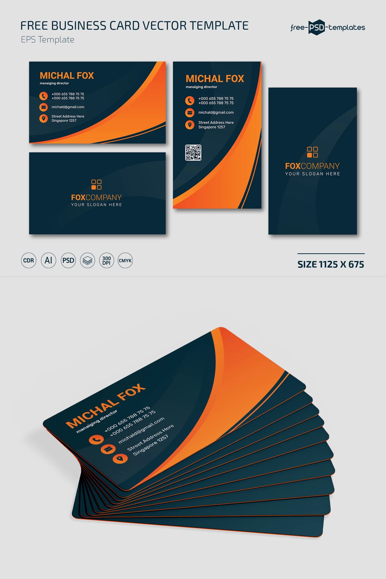 Free Business Card Vector Template (CDR, AI, PSD)