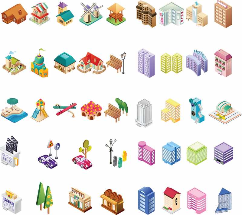組み合わせを変えるだけで即座にかわいい案内地図が描けるキット（EPS） － FreeStyle ALL FREE