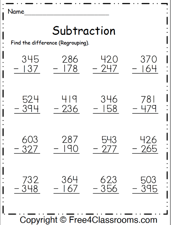 Double Digit Subtraction Without Regrouping Printable Digit Minus