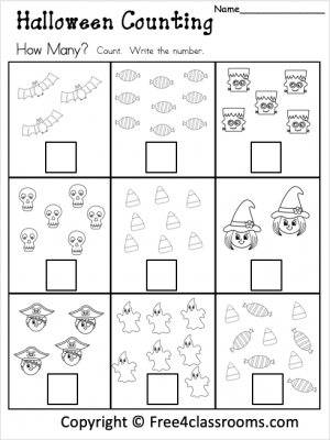 Free Kindergarten Halloween Math - Free Worksheets - Free4Classrooms
