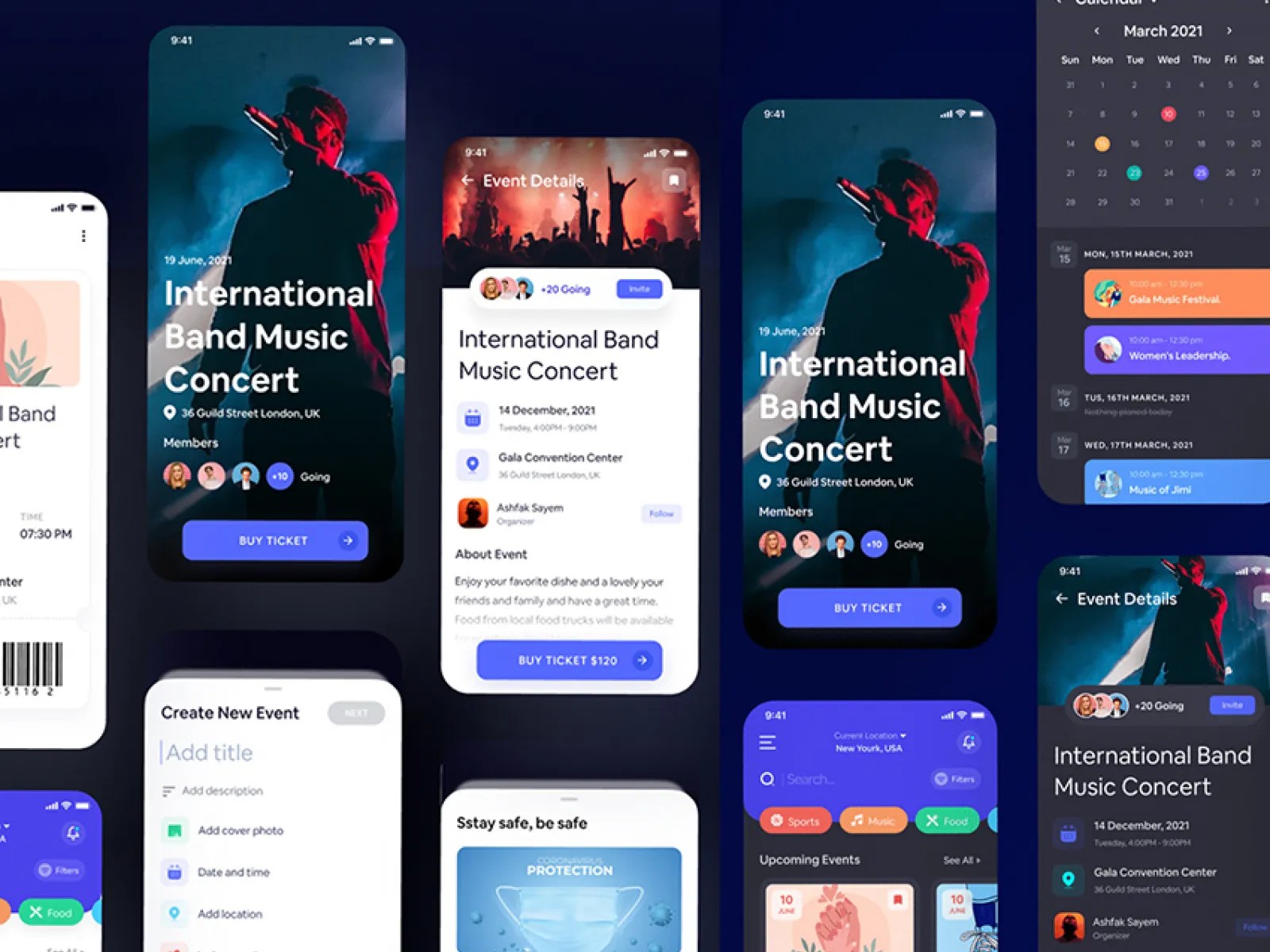 Event Booking App UI KIt freebie for Figma and Adobe XD