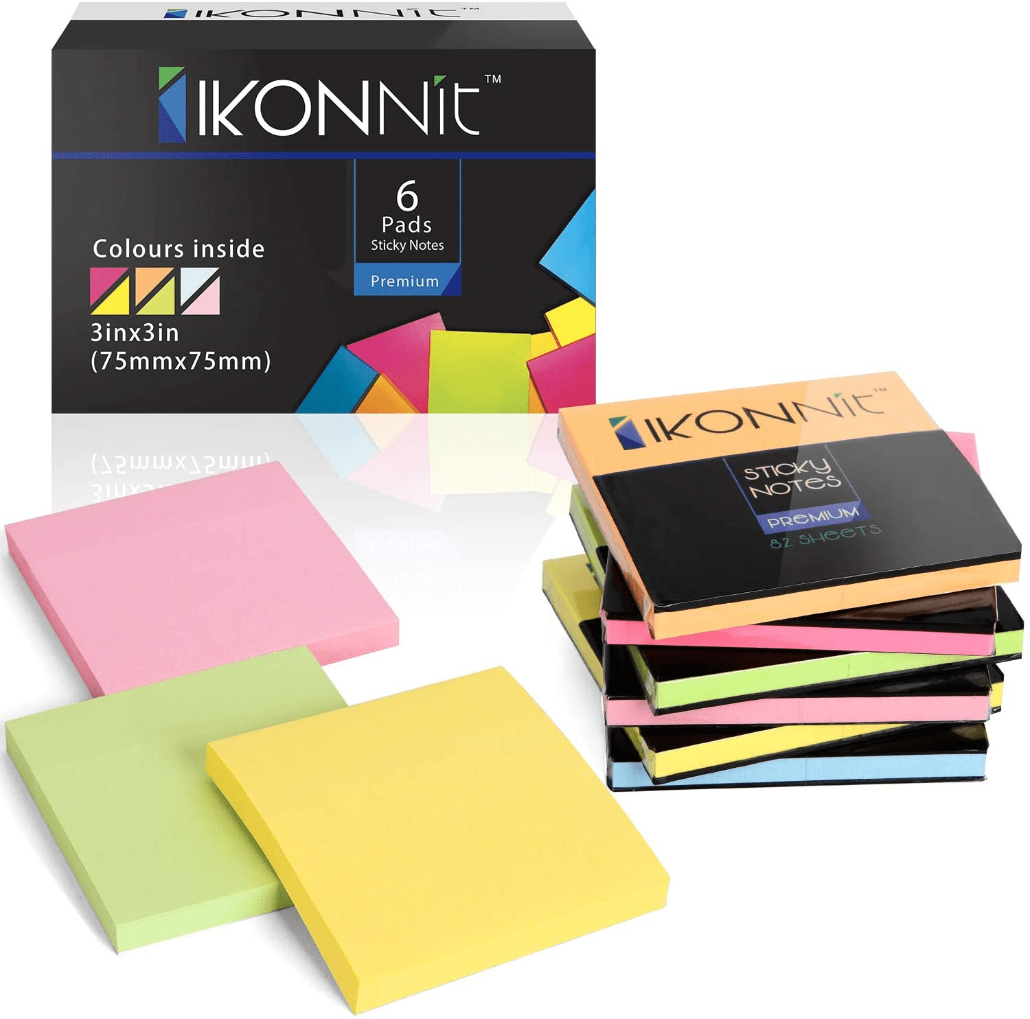 6 Pads Premium Sticky Notes 3×3 (Assorted Colors) Only 4.89