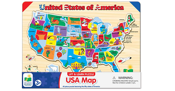 The Learning Journey Lift & Learn Puzzle – USA Map Puzzle Only $10.78