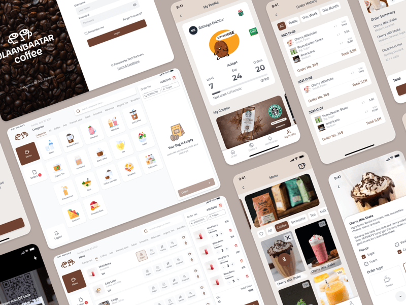 Coffee Ordering App Free mobile UI kit iPixel Creative