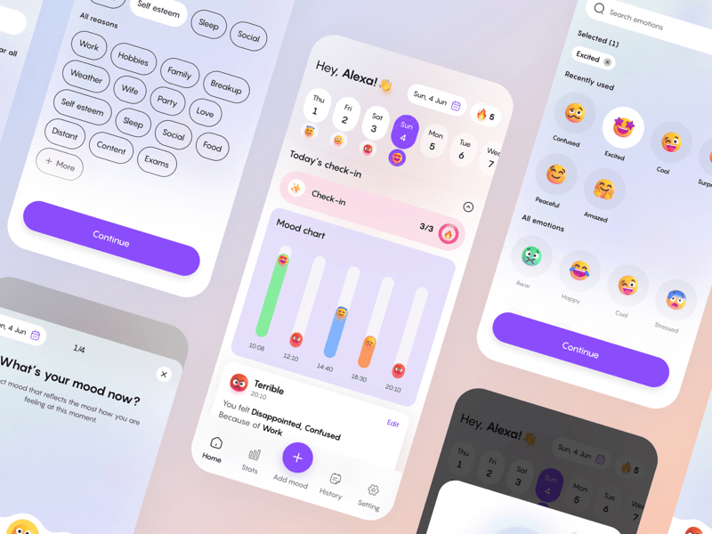 Free UI Kit for a Mood Tracking App Freebiesbug