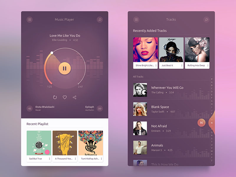 Android Music Player UI Free Download Freebiesjedi