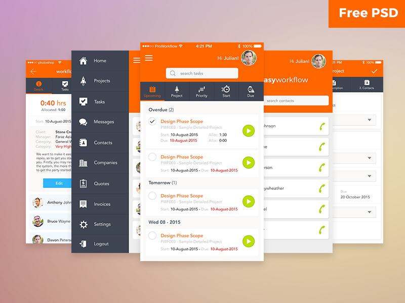 Workflow App UI Kit PSD - Free Download
