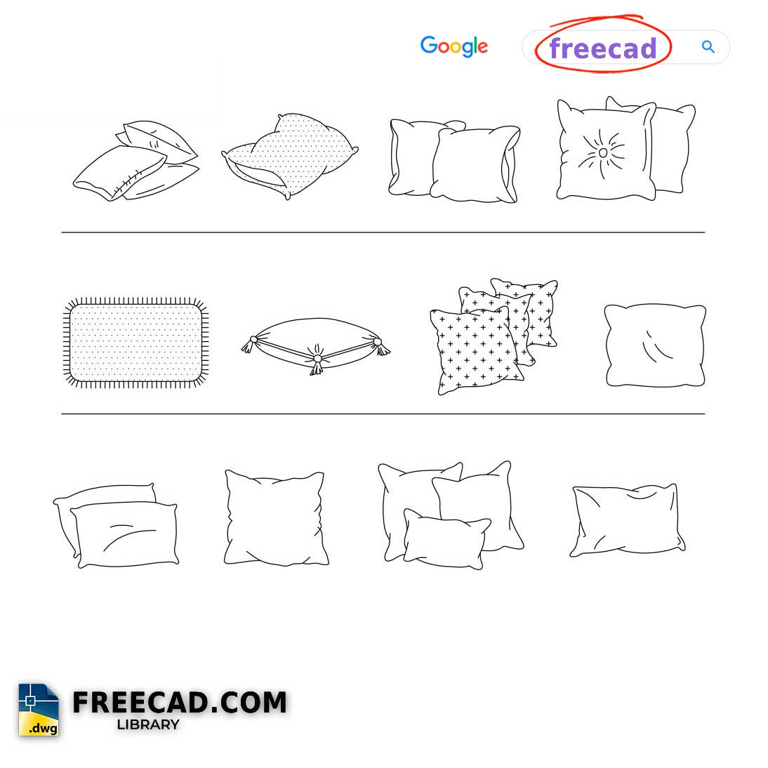 Pillow CAD Block DWG files FREE Download Library in AutoCAD