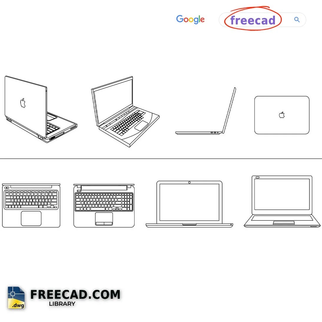 Free block Laptop 2D in DWG file AutoCAD drawing