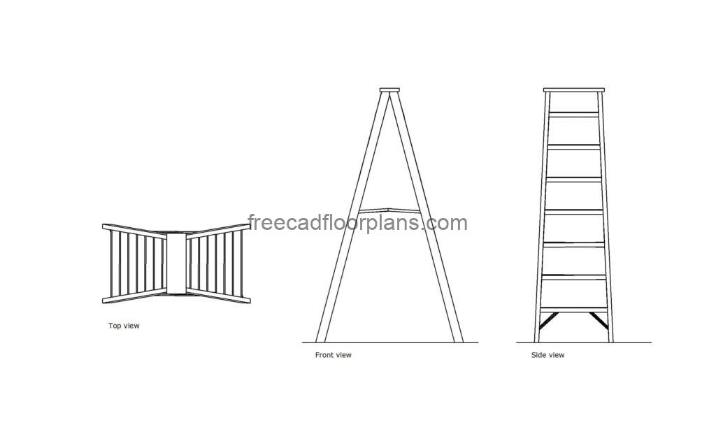 Folding Ladder, AutoCAD Block Free Cad Floor Plans