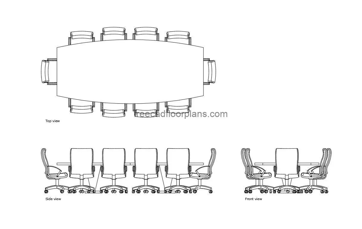 Conference Table For 10 Free CAD Drawings
