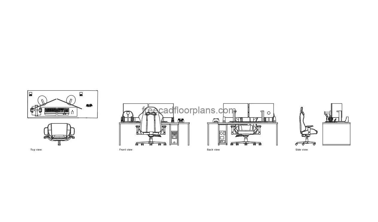 Gaming Setup Free CAD Drawings