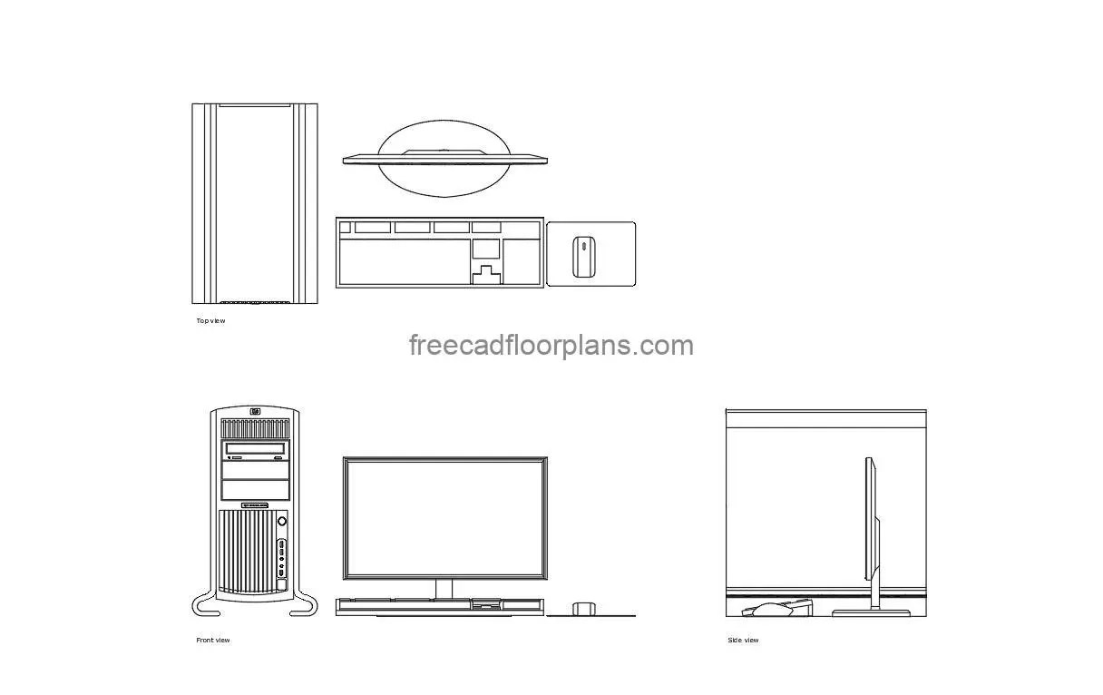 Workstation Computer Free CAD Drawings