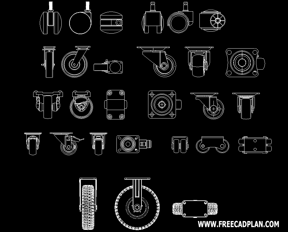 Caster DWG CAD Block in Autocad , DOWNLOAD free cad plan