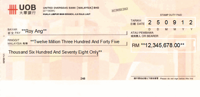 Professional Cheque Printing Examples